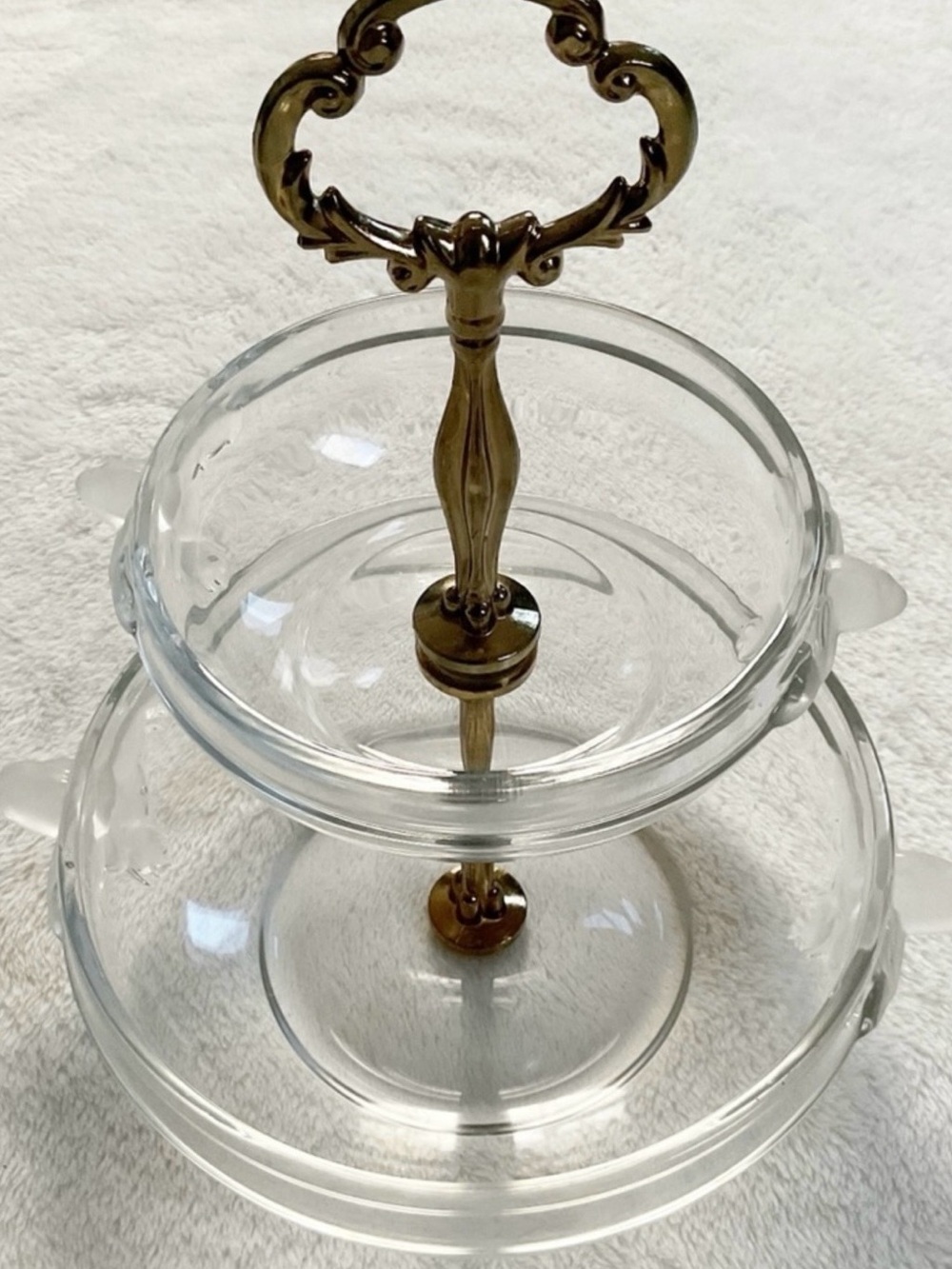 Walther Glas West Germany 2 Tier Serving Stand Glass Tidbit Tray Vintage - Picture 3 of 10
